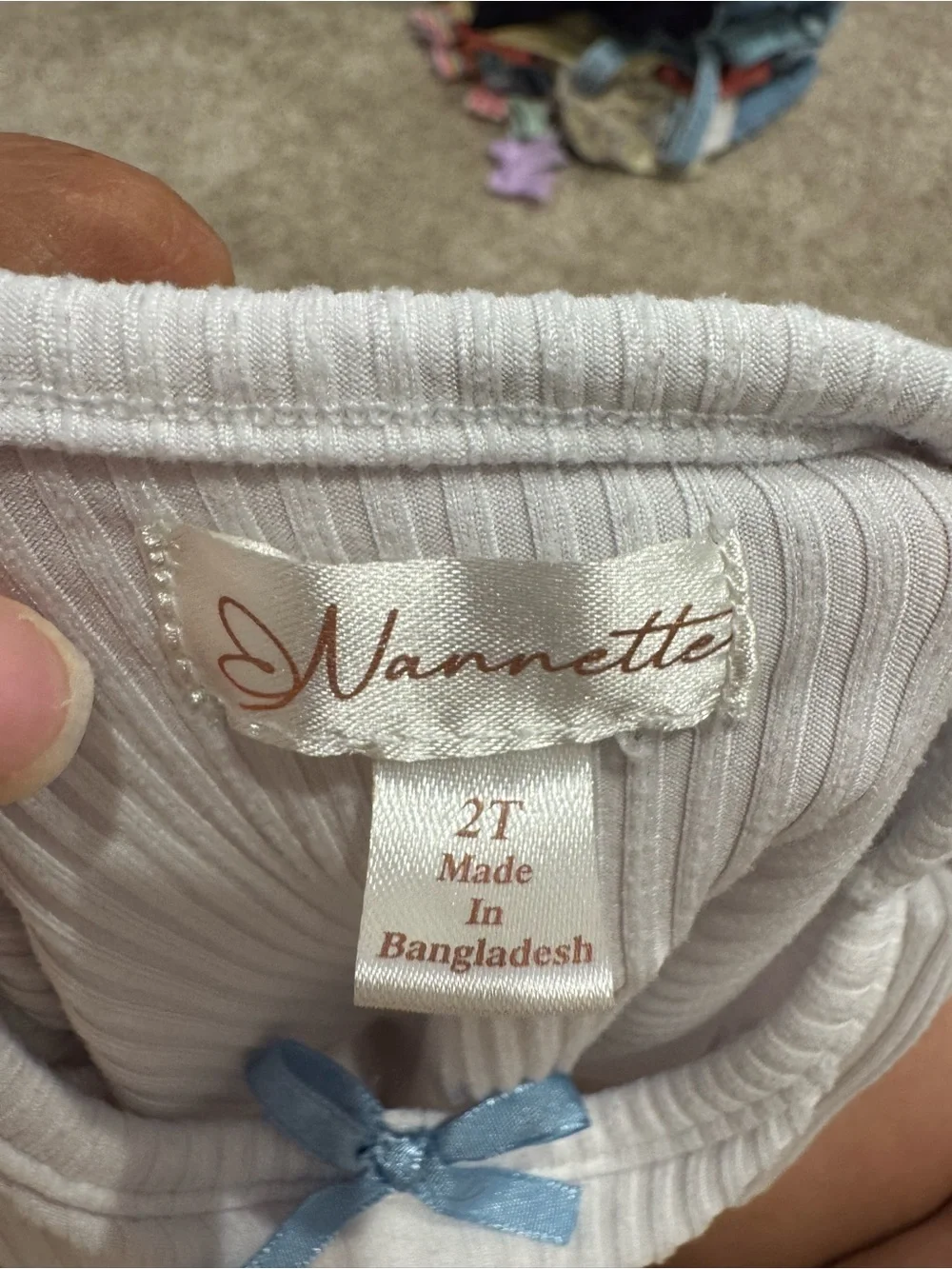 Nannette Brown Corduroy Pinafore Dress with Blue Floral Embroidery